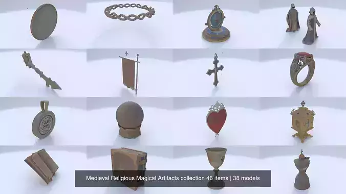 Medieval Religious Magical Artifacts collection 46 items 