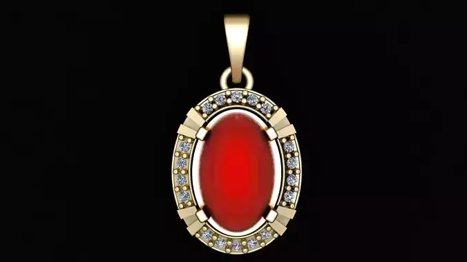 HIP HOP RED RUBY PENDANT 3D PRINTABLE MODEL 