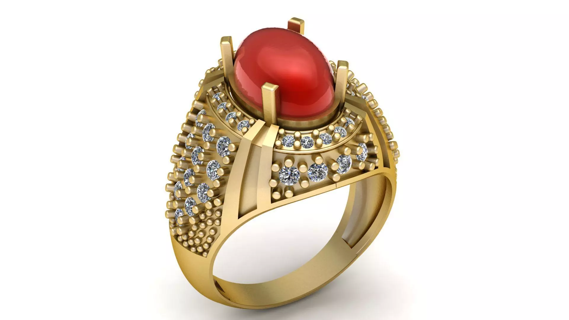 HIP HOP RED RUBY  RING 3D PRINTABLE MODEL  3D print model_0