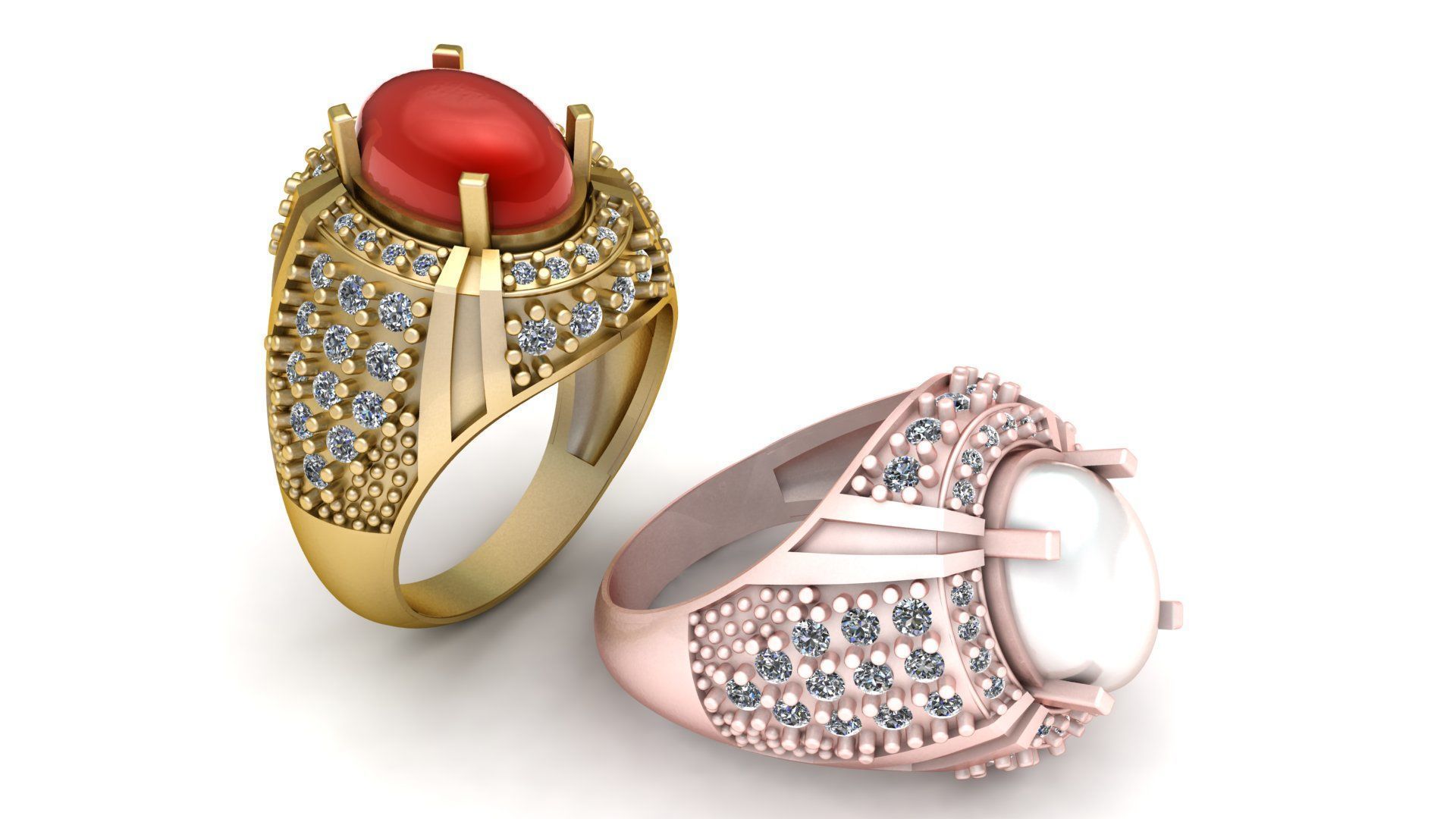 HIP HOP RED RUBY  RING 3D PRINTABLE MODEL  3D print model_1