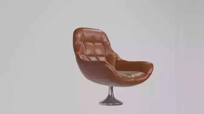 LOW poly Chair model with cushion and metallic stand
