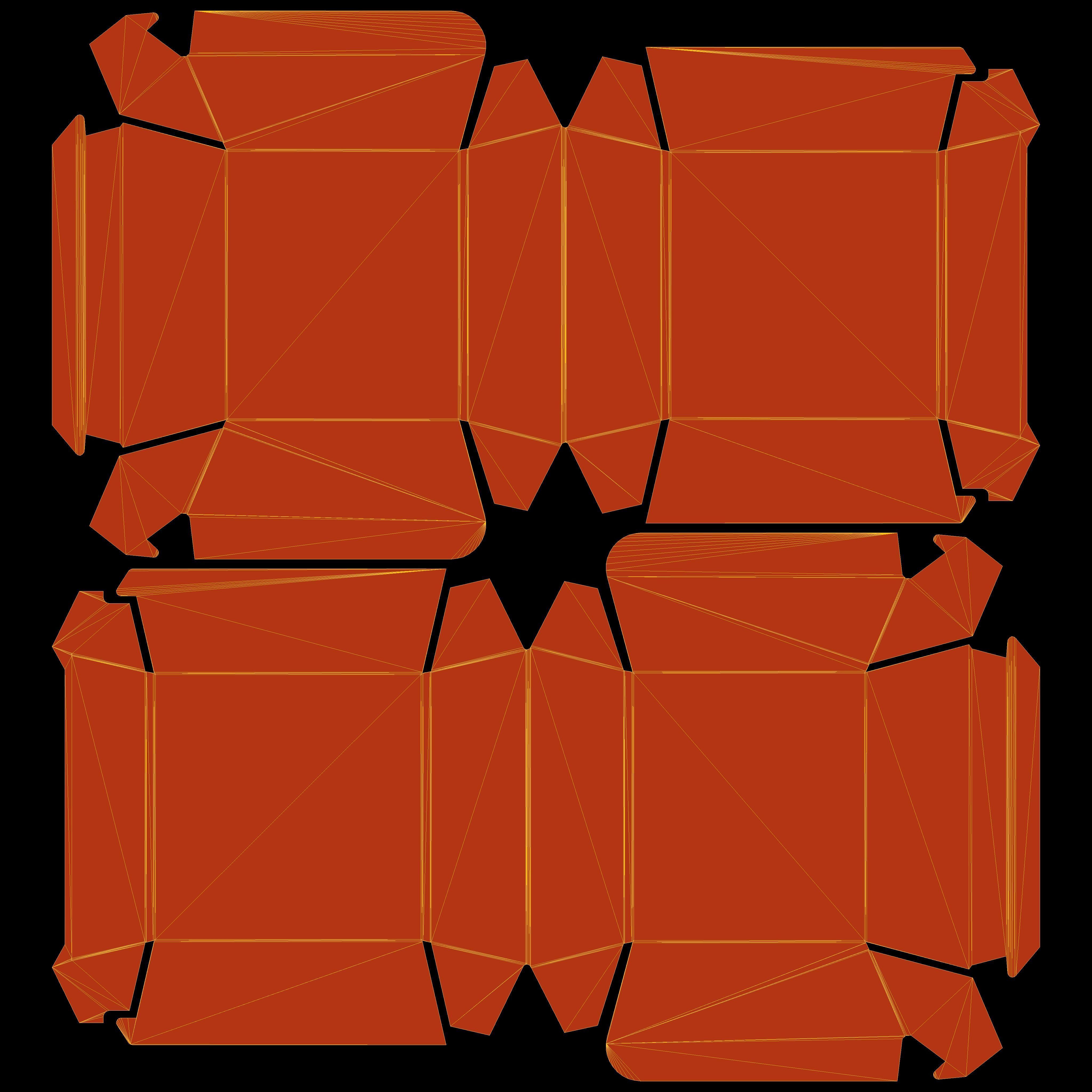 Kraft burger box mockup with open closed views and die-cut file Low-poly 3D model_10