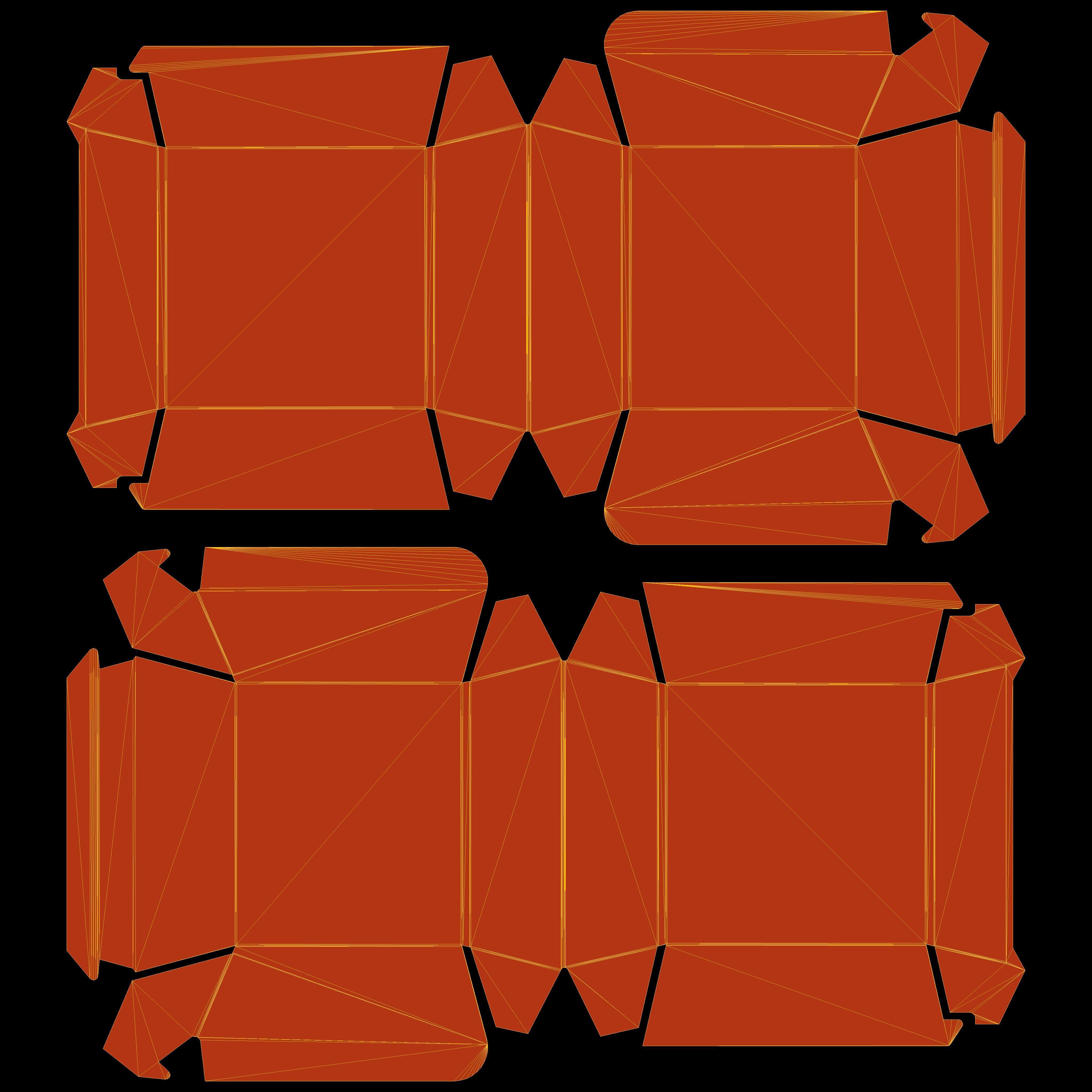 Kraft burger box mockup with open closed views and die-cut file Low-poly 3D model_9