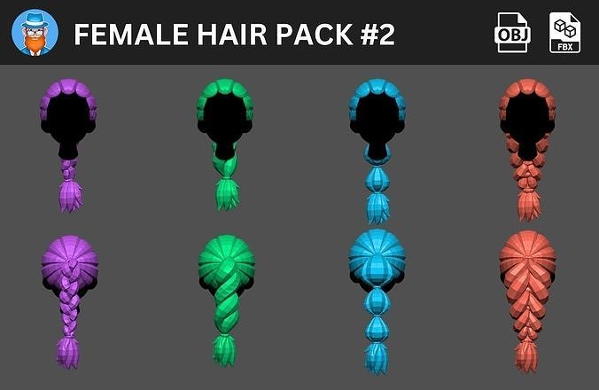 Female Hair Pack 2 3D model