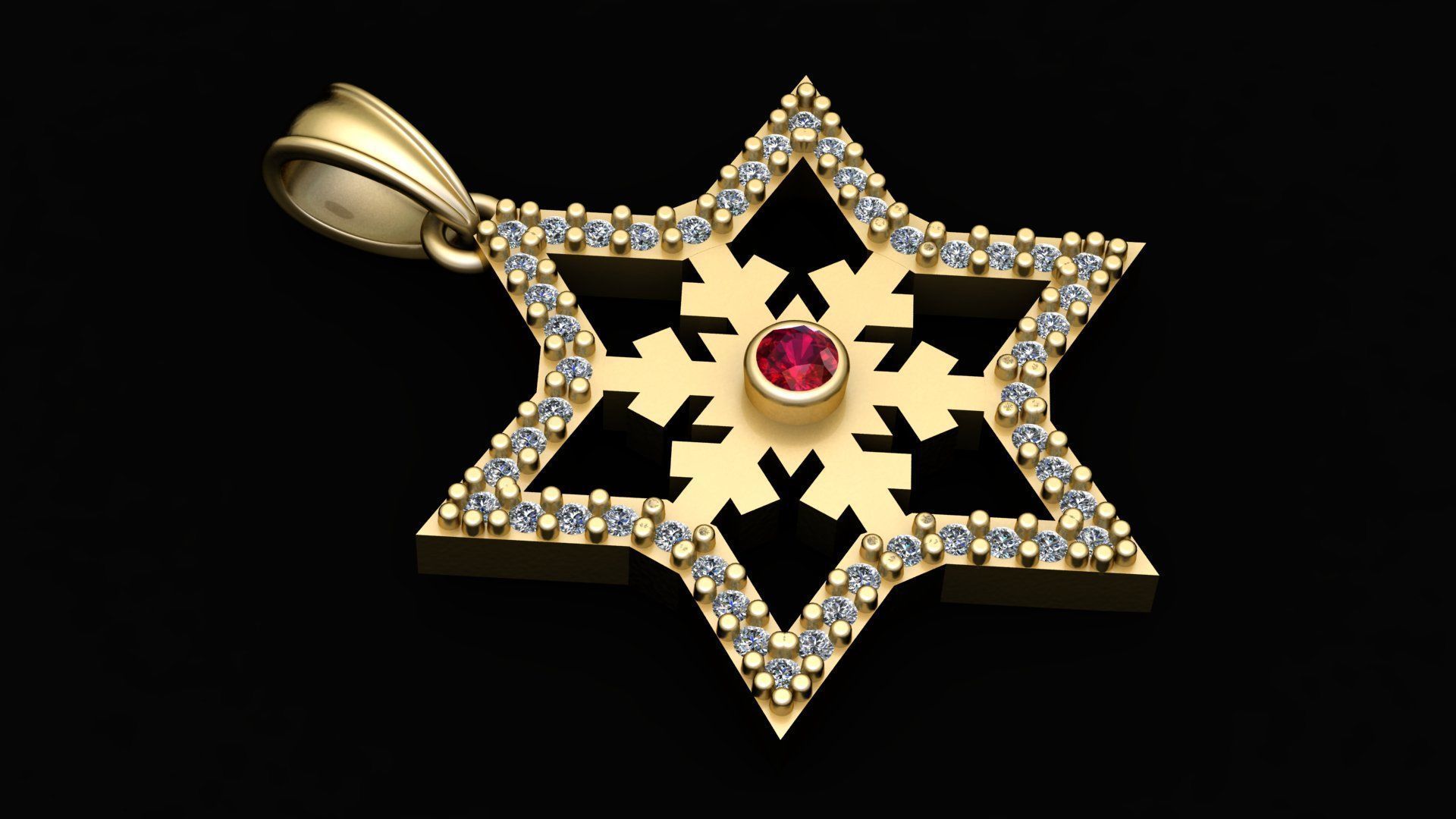 FANCY STAR DESIGN PENDANT 3D PRINTABLE MODEL  3D print model_3