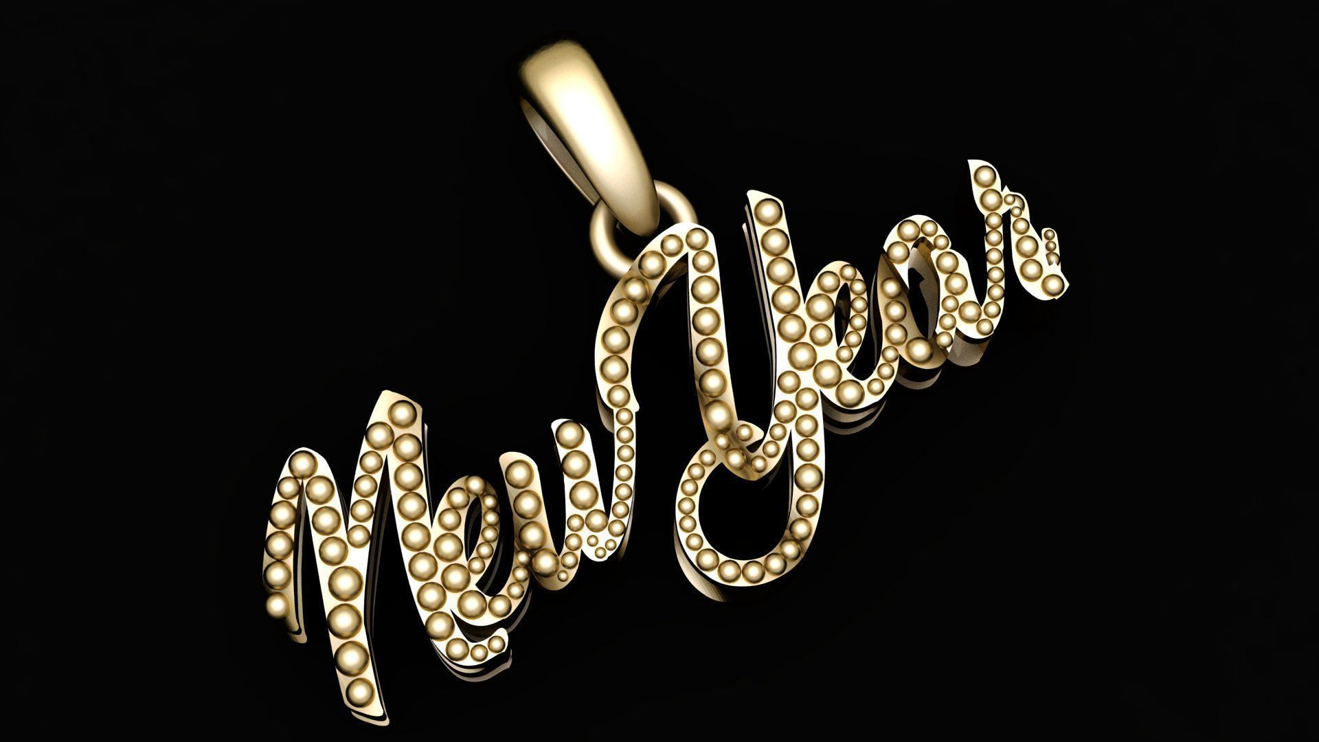 NEW YEAR WORD PENDANT 3D PRINTABLE MODEL  3D print model_3