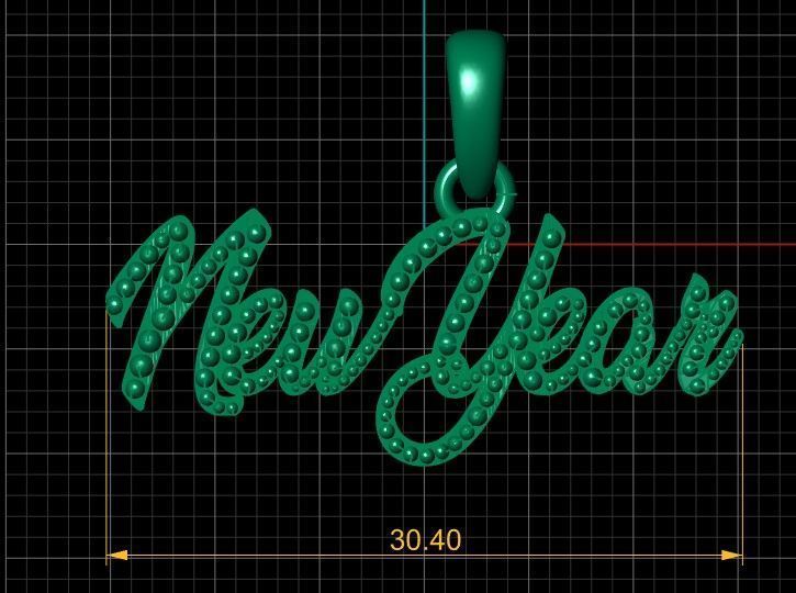 NEW YEAR WORD PENDANT 3D PRINTABLE MODEL  3D print model_4