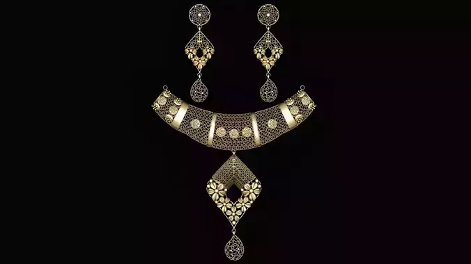 AMEICAN STYLE WEDDING NECKLACE SET 3D PRINTABLE MODEL 