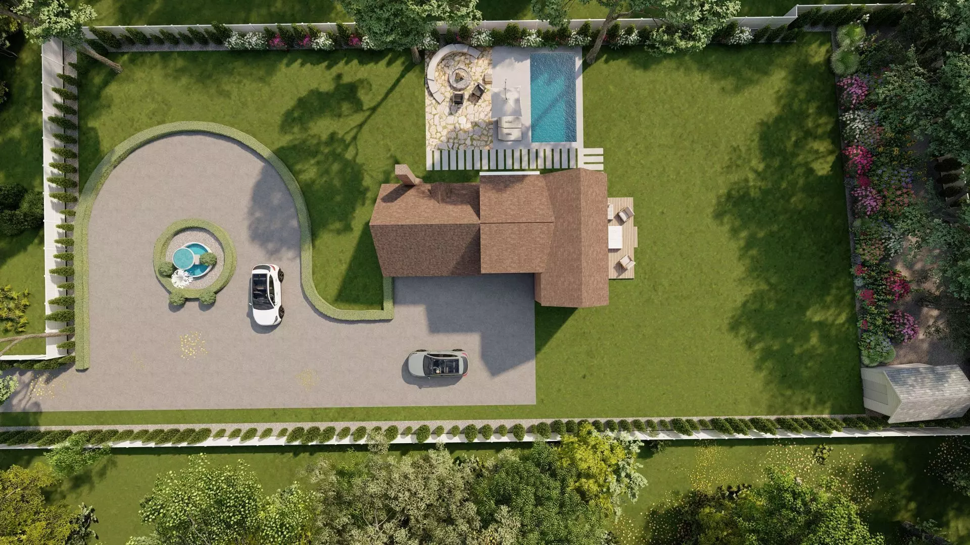 3D Exterior Scene 3D model design garden and landscape 3D model