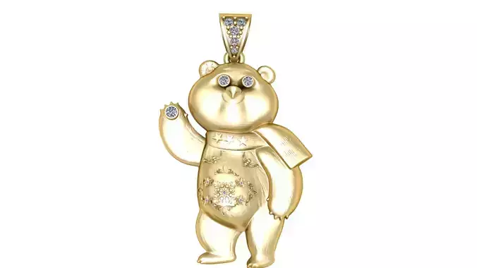 CUTE PANDA DIAMOND PENDAND 3D PRINTABLE MODEL 