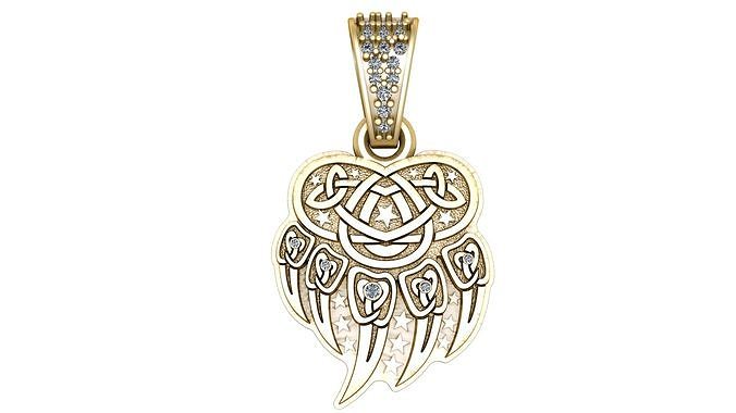 BEAR PAW DAIMOND PENDANT 3D PRINTABLE MODEL  3D print model