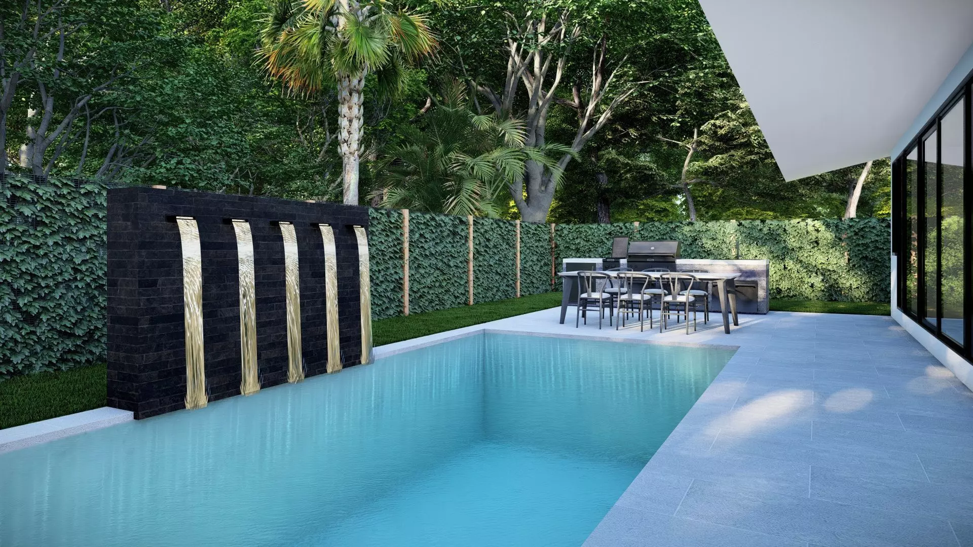 3D Exterior Scene 3D model design garden and landscape Free 3D model