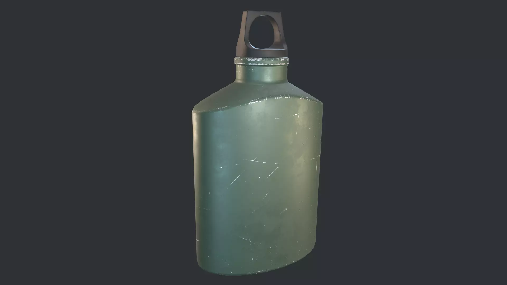 Flask Canister Green Scraped Low-poly 3D model_0