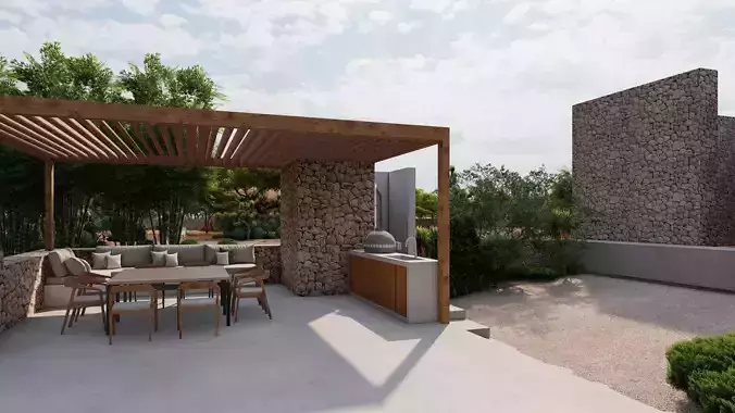 3D Exterior Scene 3D model design garden and landscape 3D