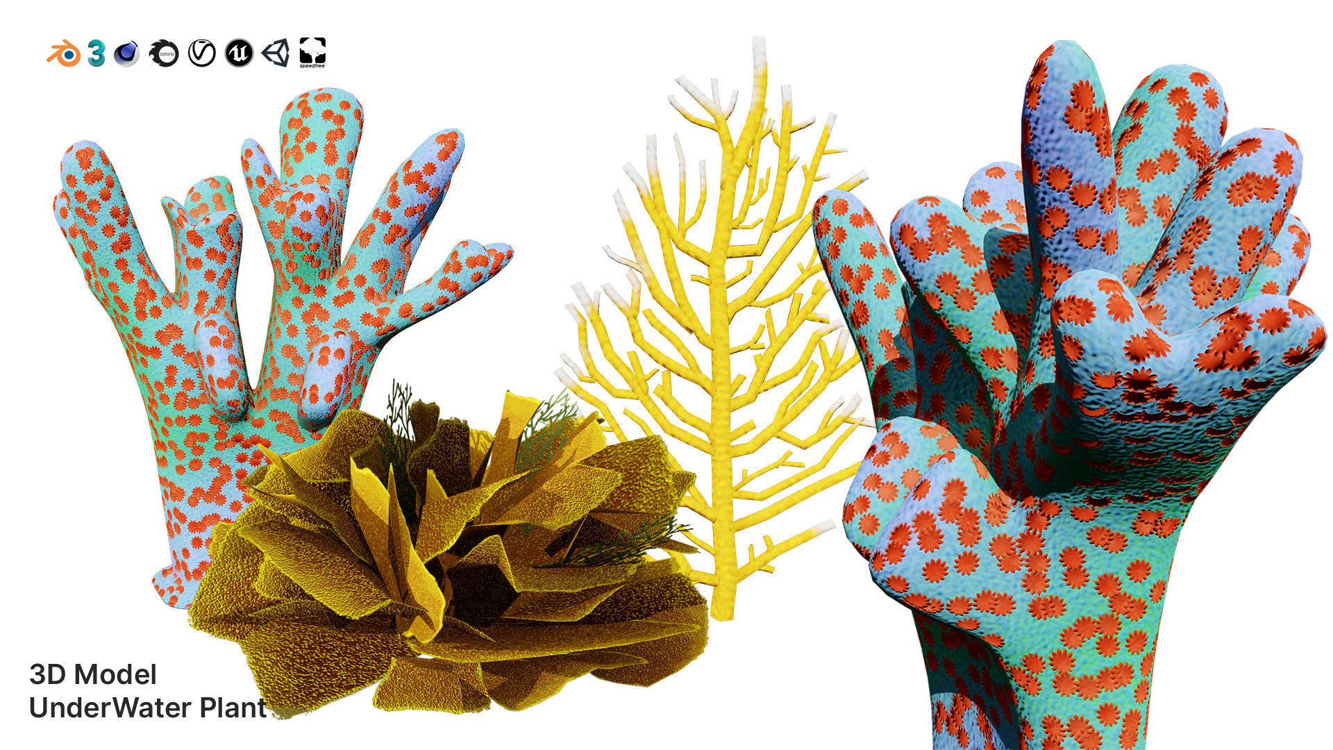 Underwater Coral and Plant Pack - 3D Models Low-poly 3D model_2