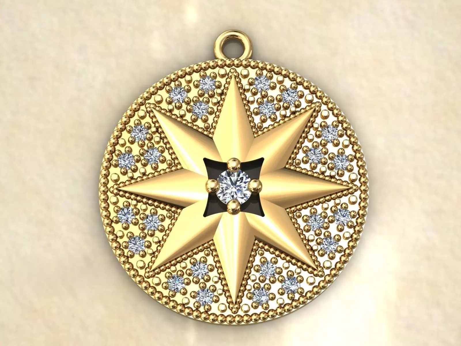 neck pendant eight-pointed star 3D print model