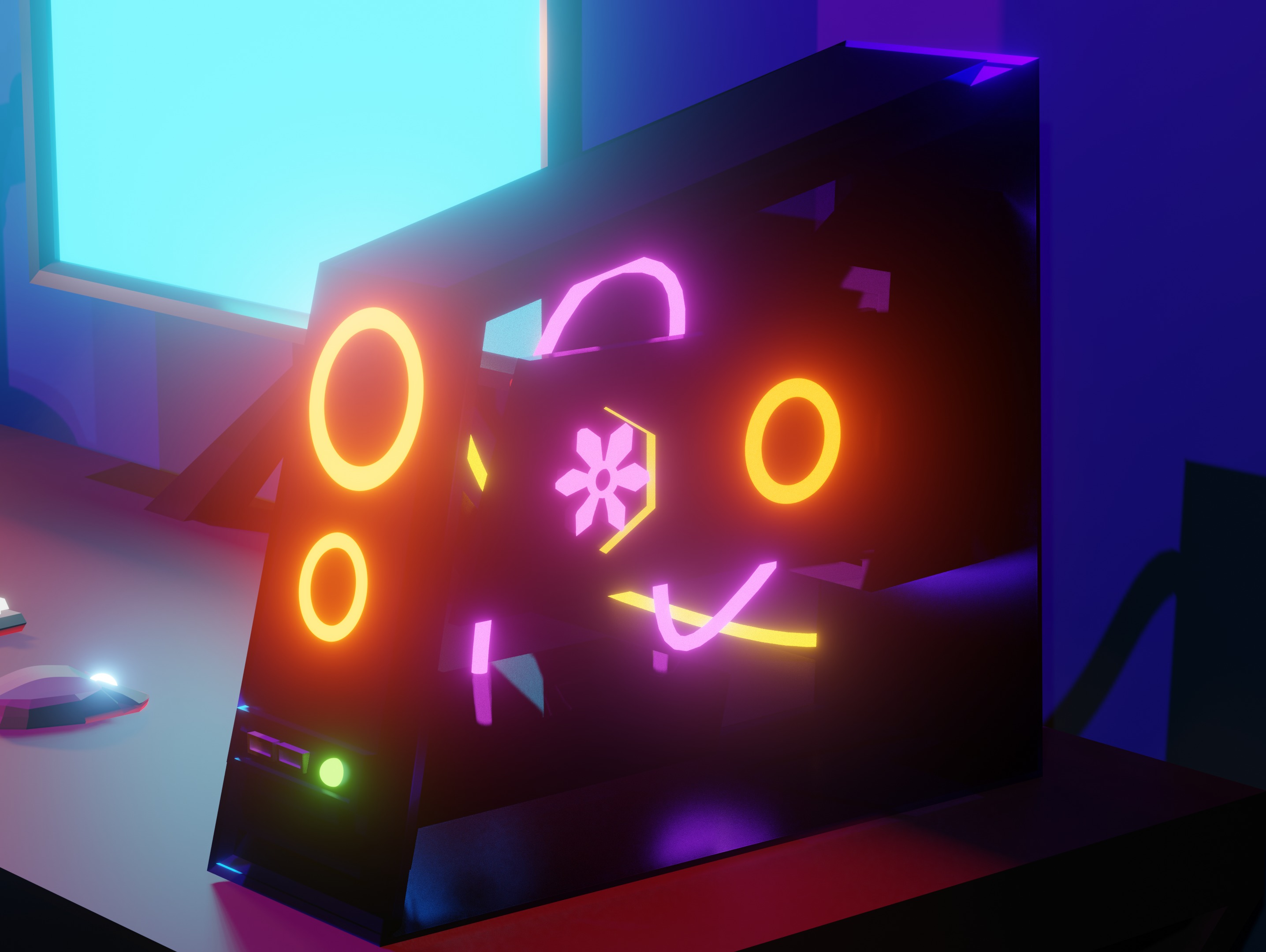 Stylized Neon Room - 3D Isometric Model Free 3D model_3