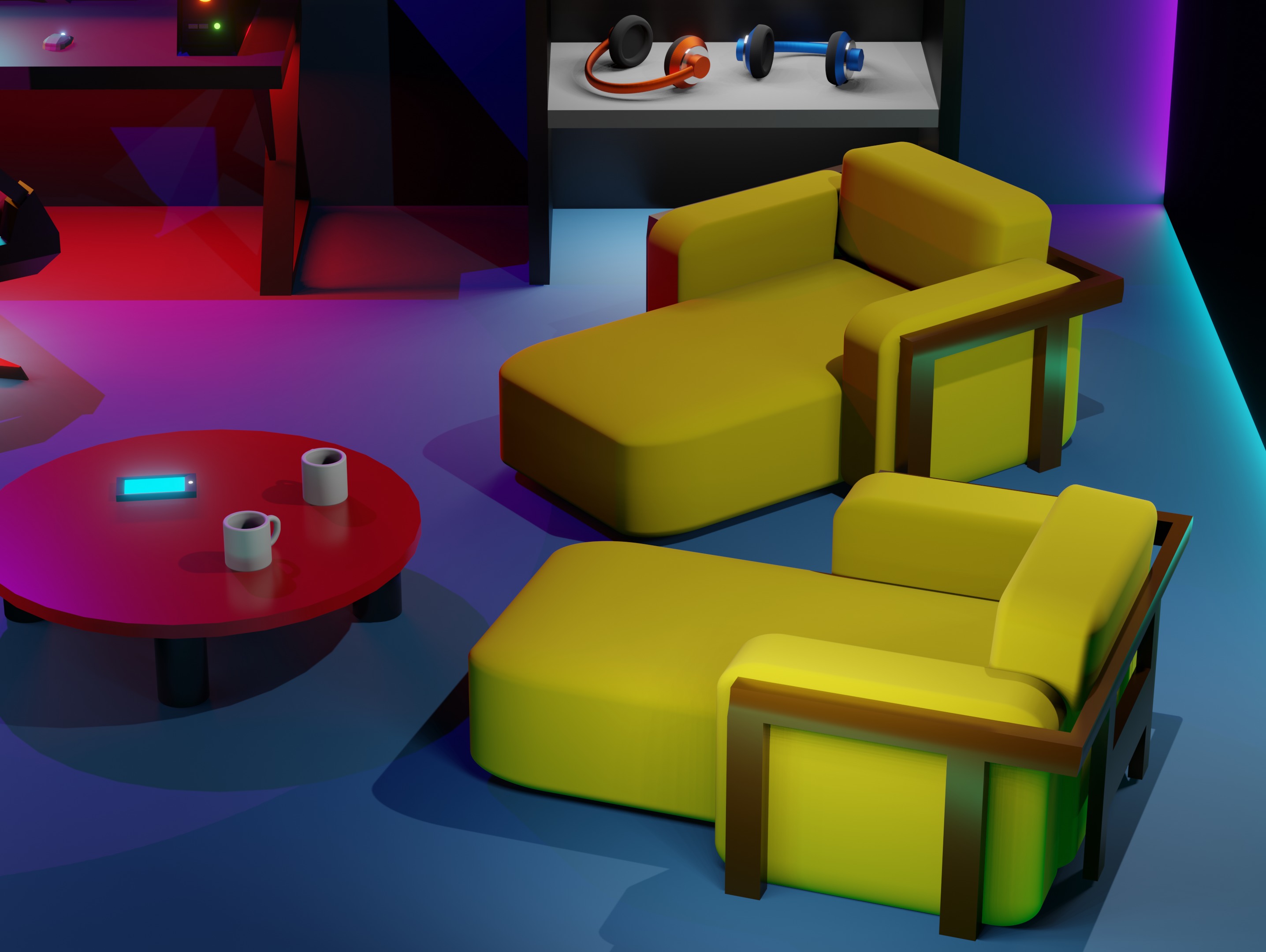 Stylized Neon Room - 3D Isometric Model Free 3D model_4