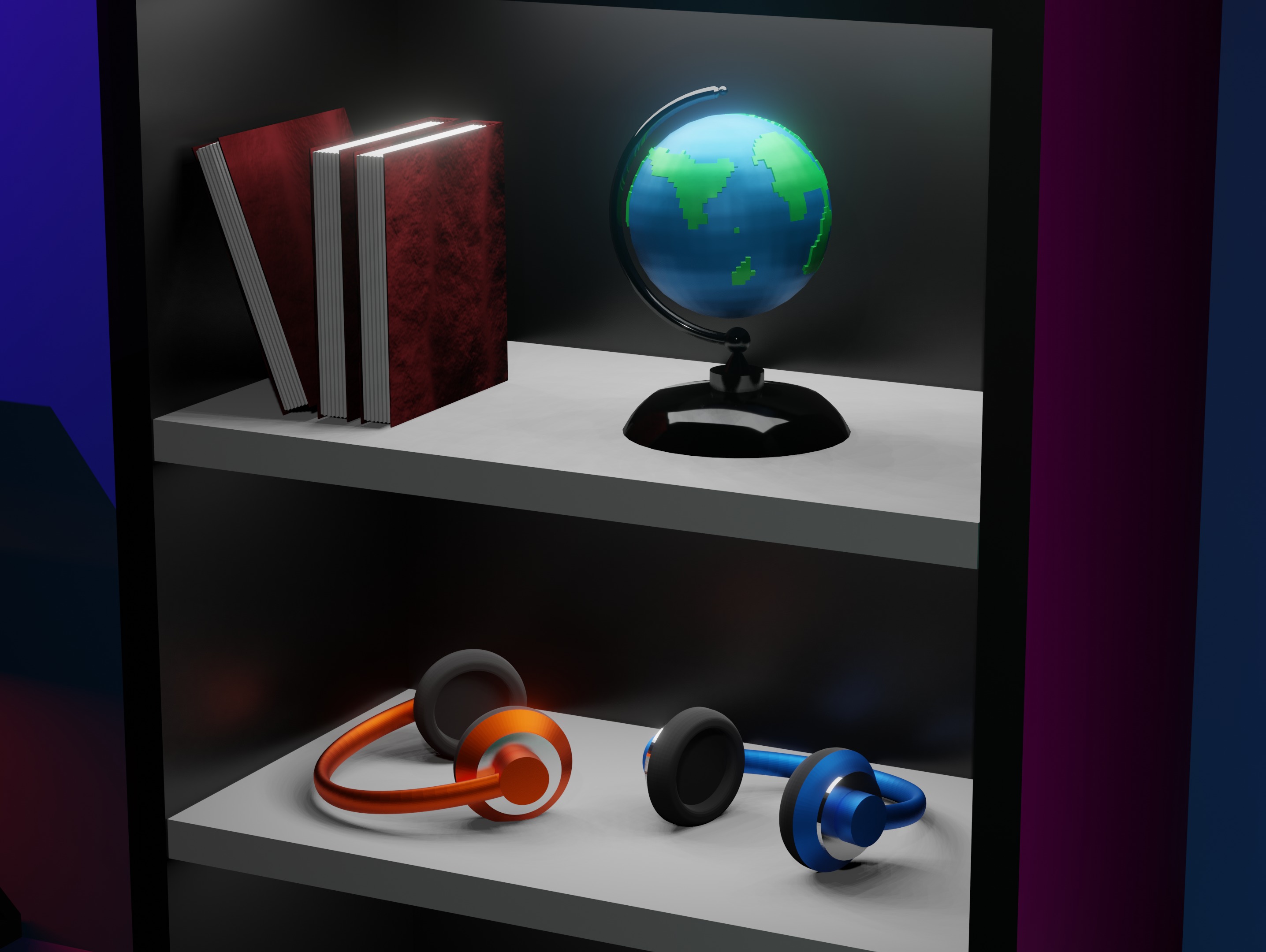 Stylized Neon Room - 3D Isometric Model Free 3D model_2