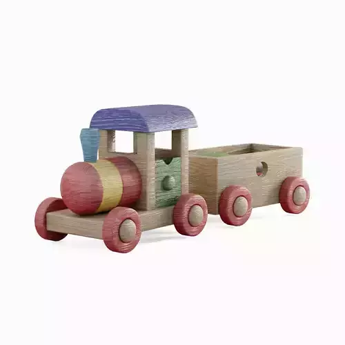 Wooden Toy Train Colored  3D model