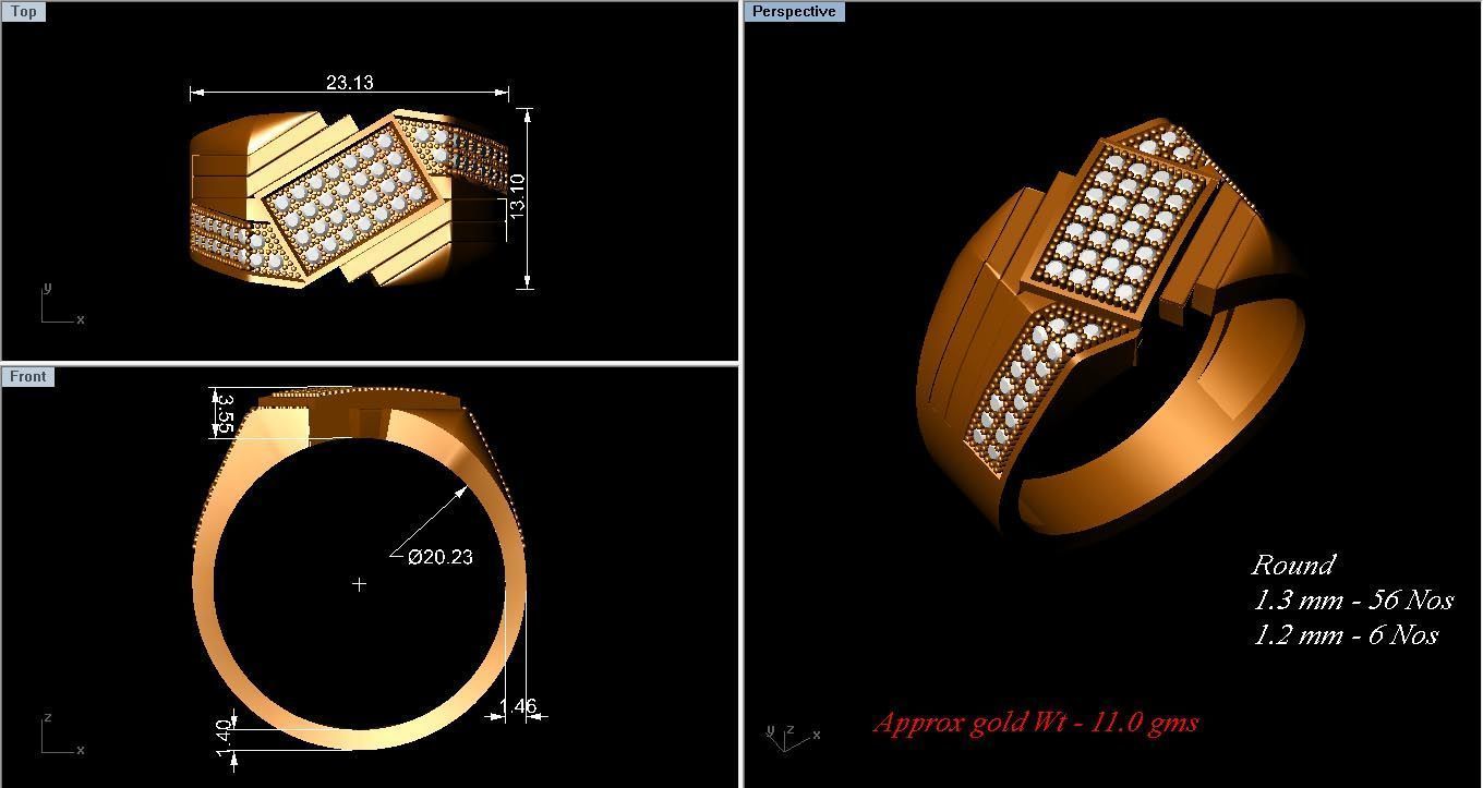 Mens Ring  Render 3dm STL OBJ FBX Details 3D print model_8