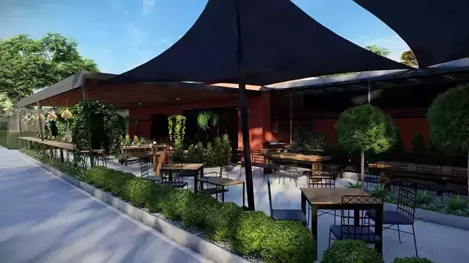 3D Exterior Scene 3D model design garden and landscape 3D