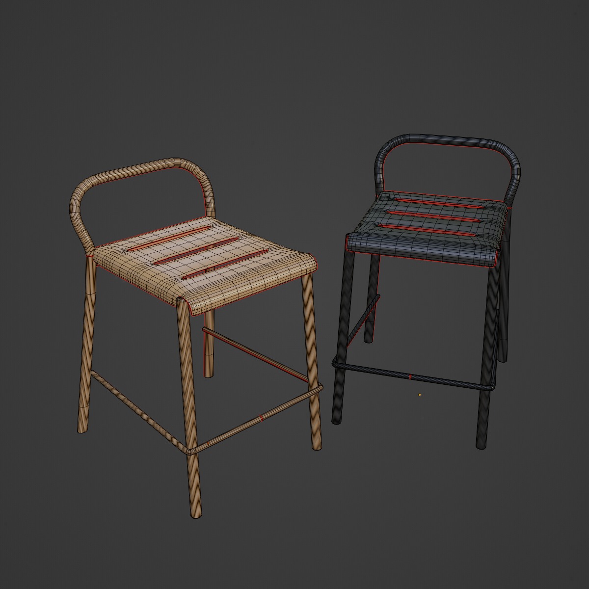 Modern Stool B 04 3D model_7