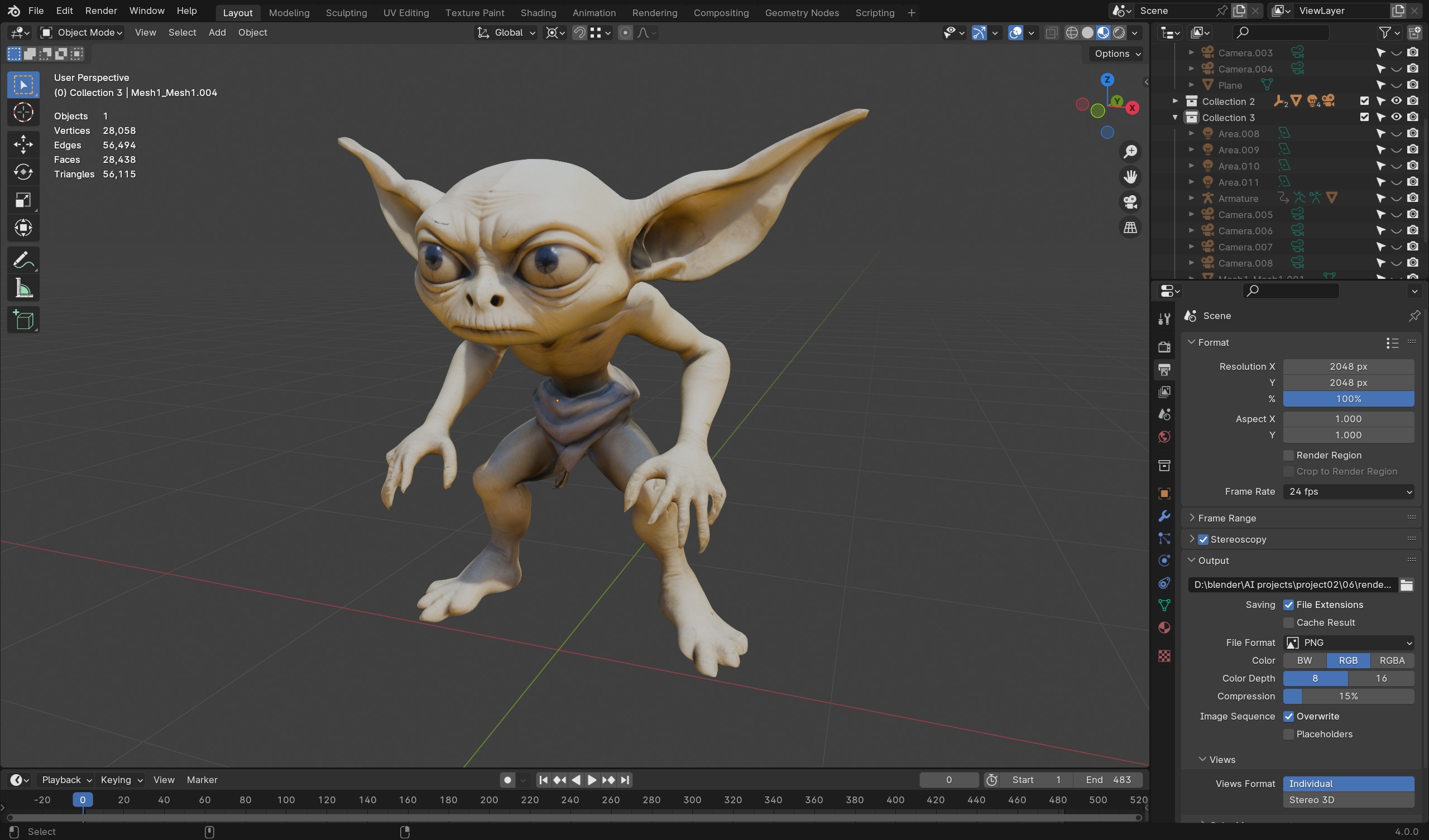 Sand Goblin - Game-Ready Character Low-poly 3D model_4