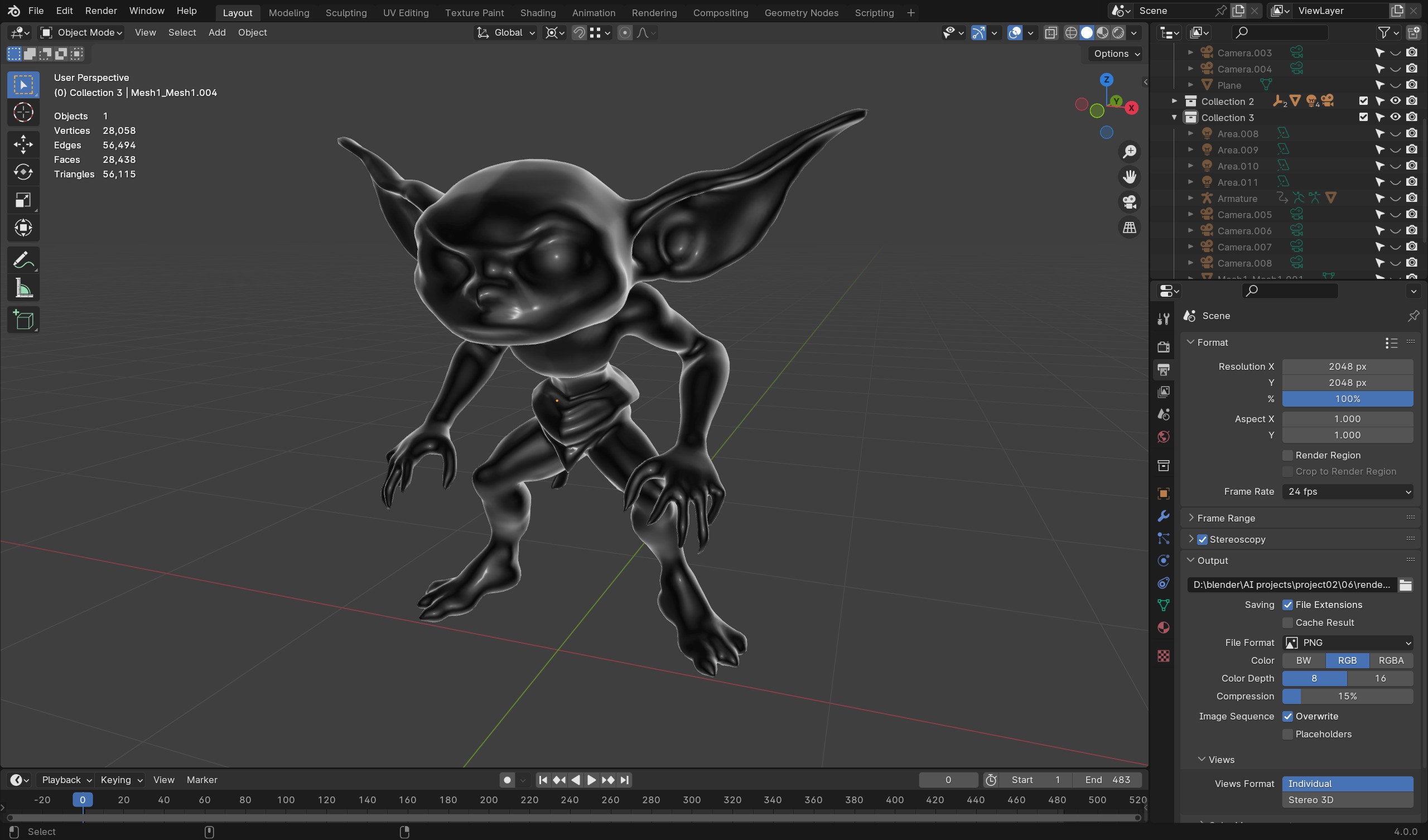 Sand Goblin - Game-Ready Character Low-poly 3D model_9