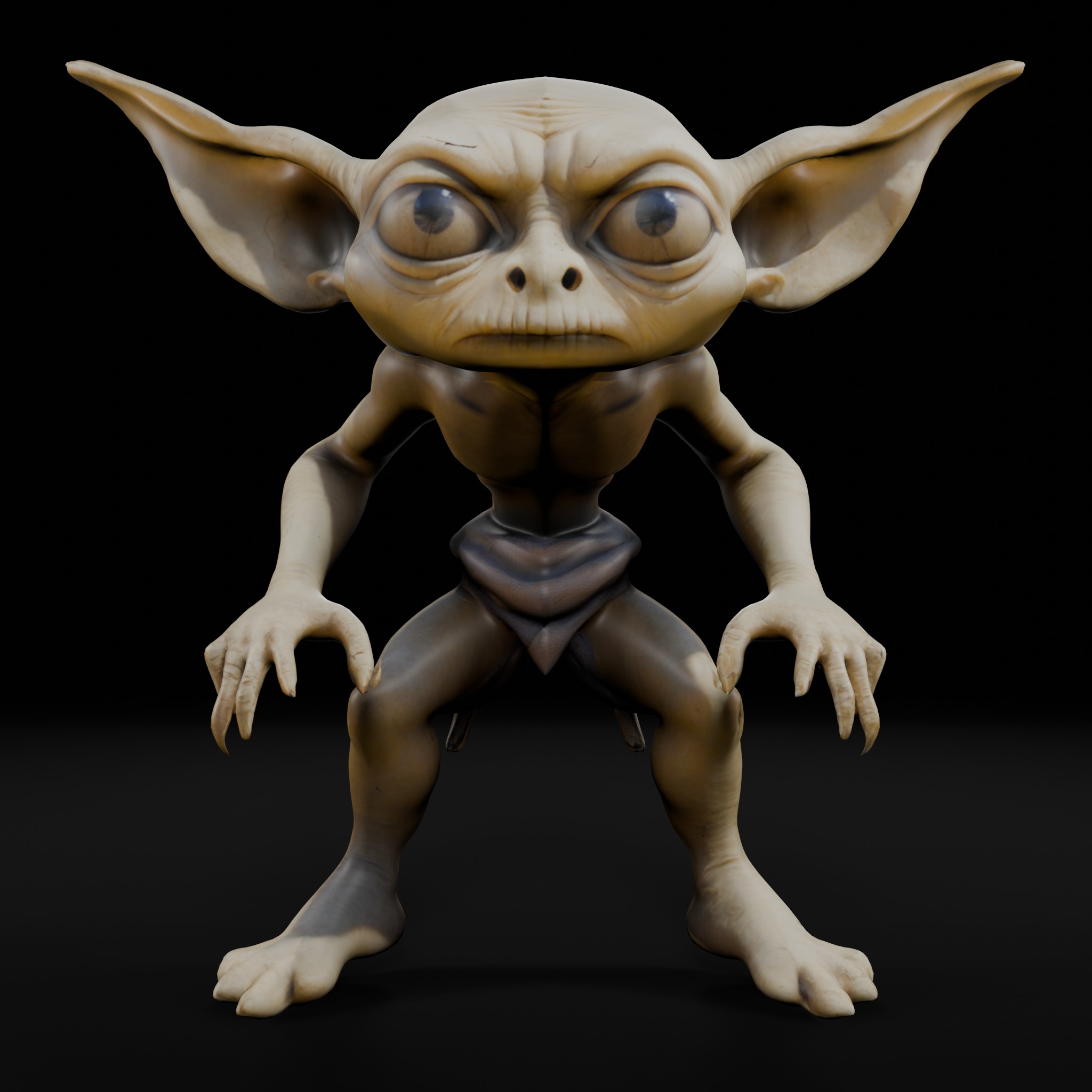 Sand Goblin - Game-Ready Character Low-poly 3D model_3