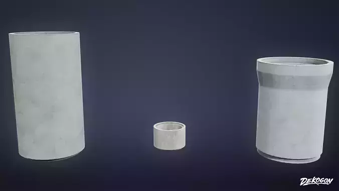 CONSTRUCTION - Large Concrete Pipe 01 - LOW POLY