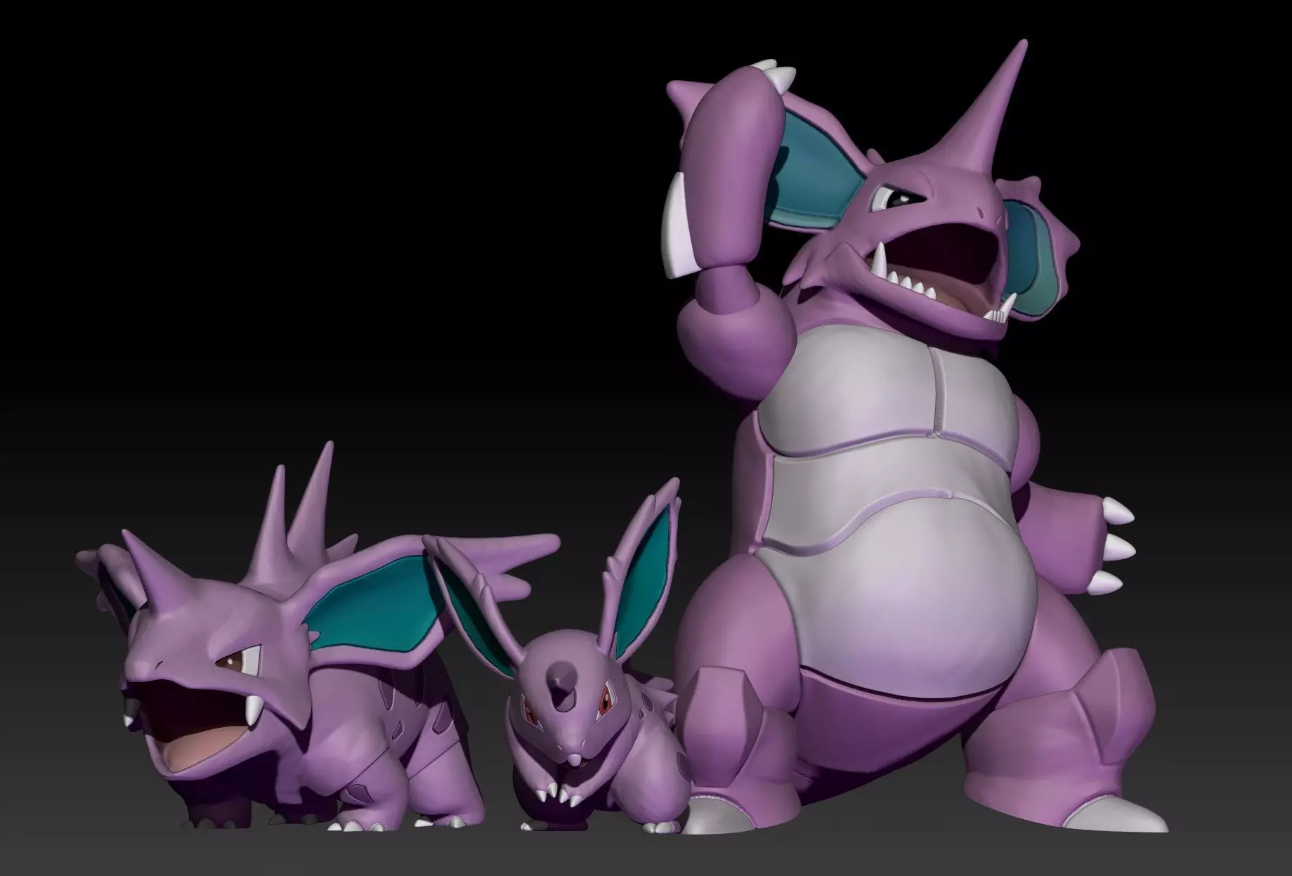 Pokemon NidoranM Nidorino Nidoking 3D print model_0