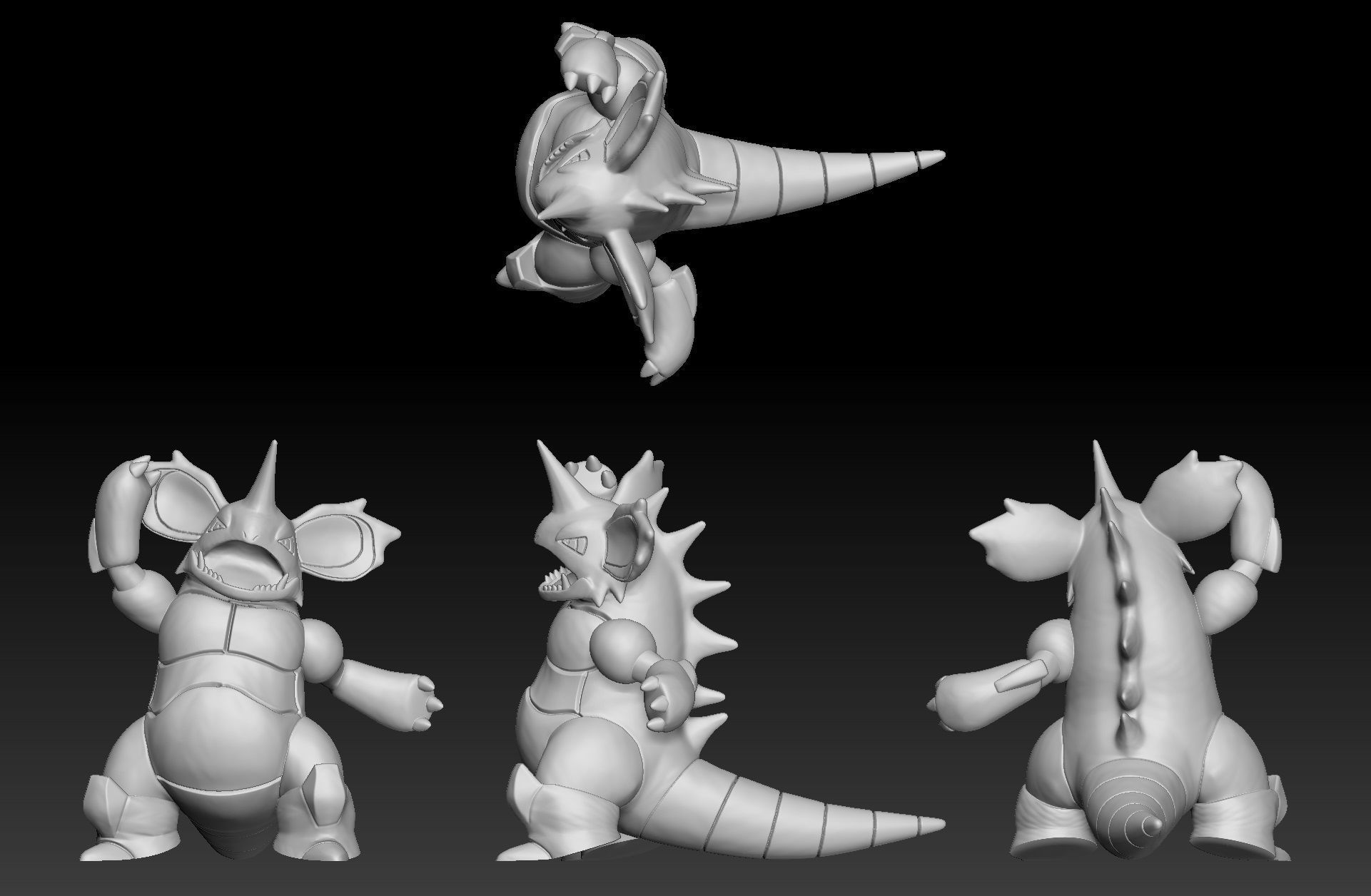 Pokemon NidoranM Nidorino Nidoking 3D print model_3