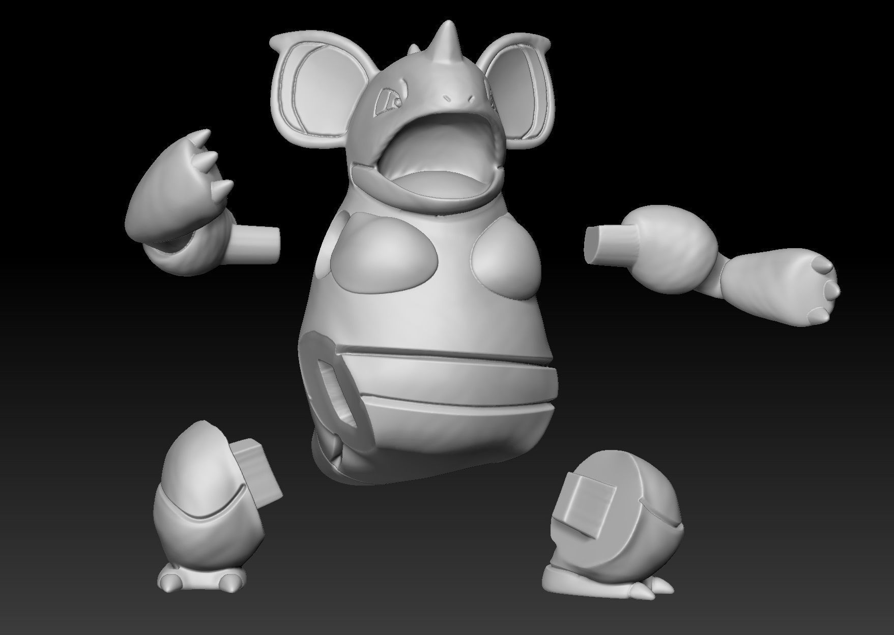 Pokemon NidoranF Nidorina Nidoqueen 3D print model_4