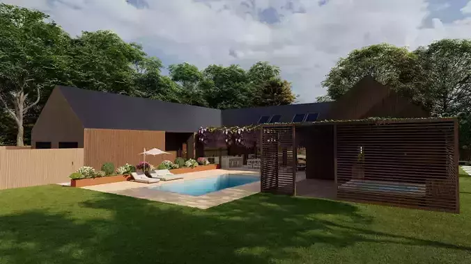 3D Exterior Scene 3D model design garden and landscape