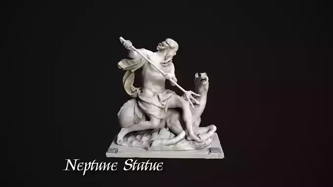 Neptune Statue Low-poly 3D model