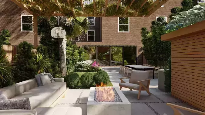 3D Exterior Scene 3D model design garden and landscape