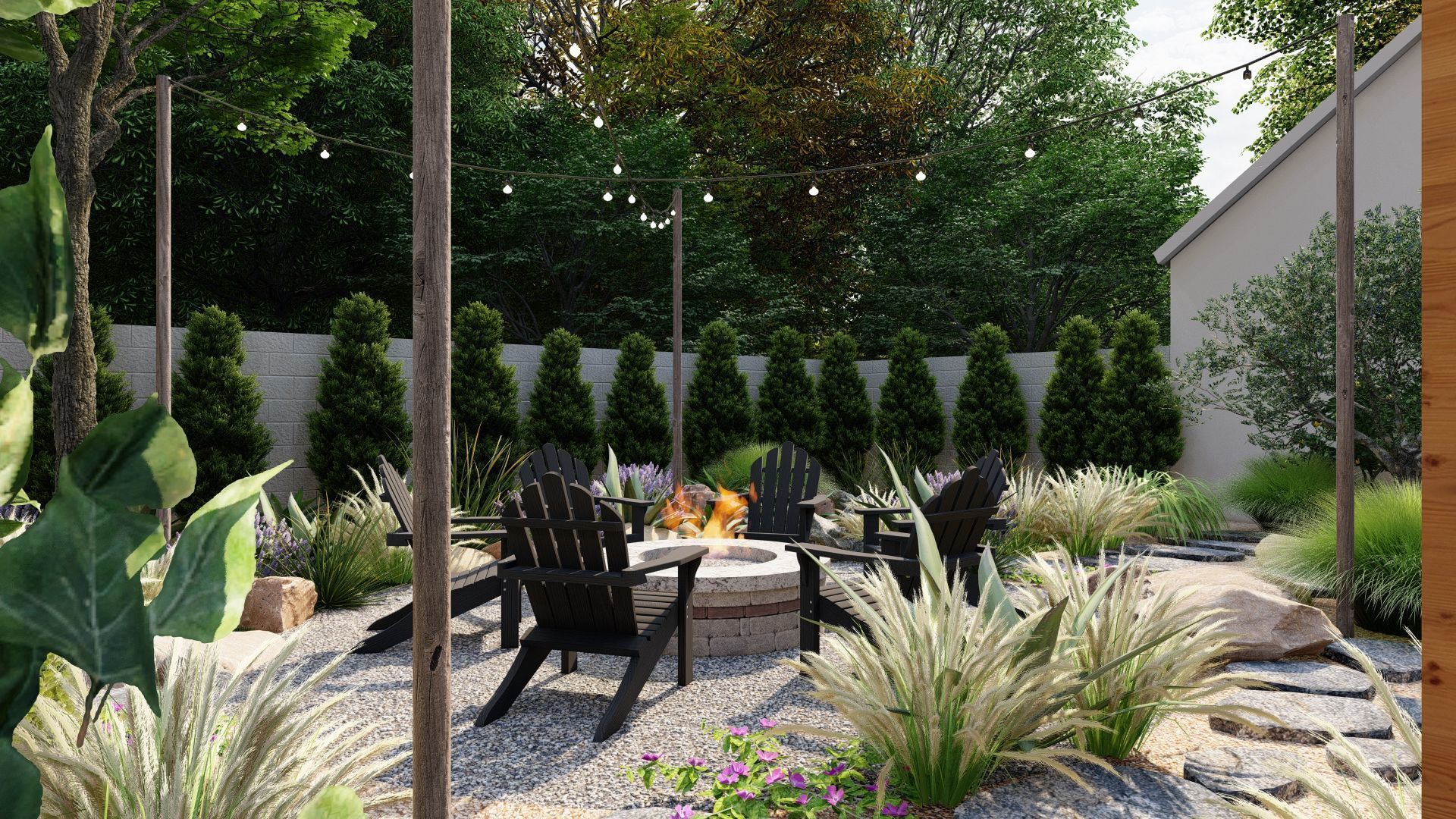 3D Exterior Scene 3D model design garden and landscape 3D model_7
