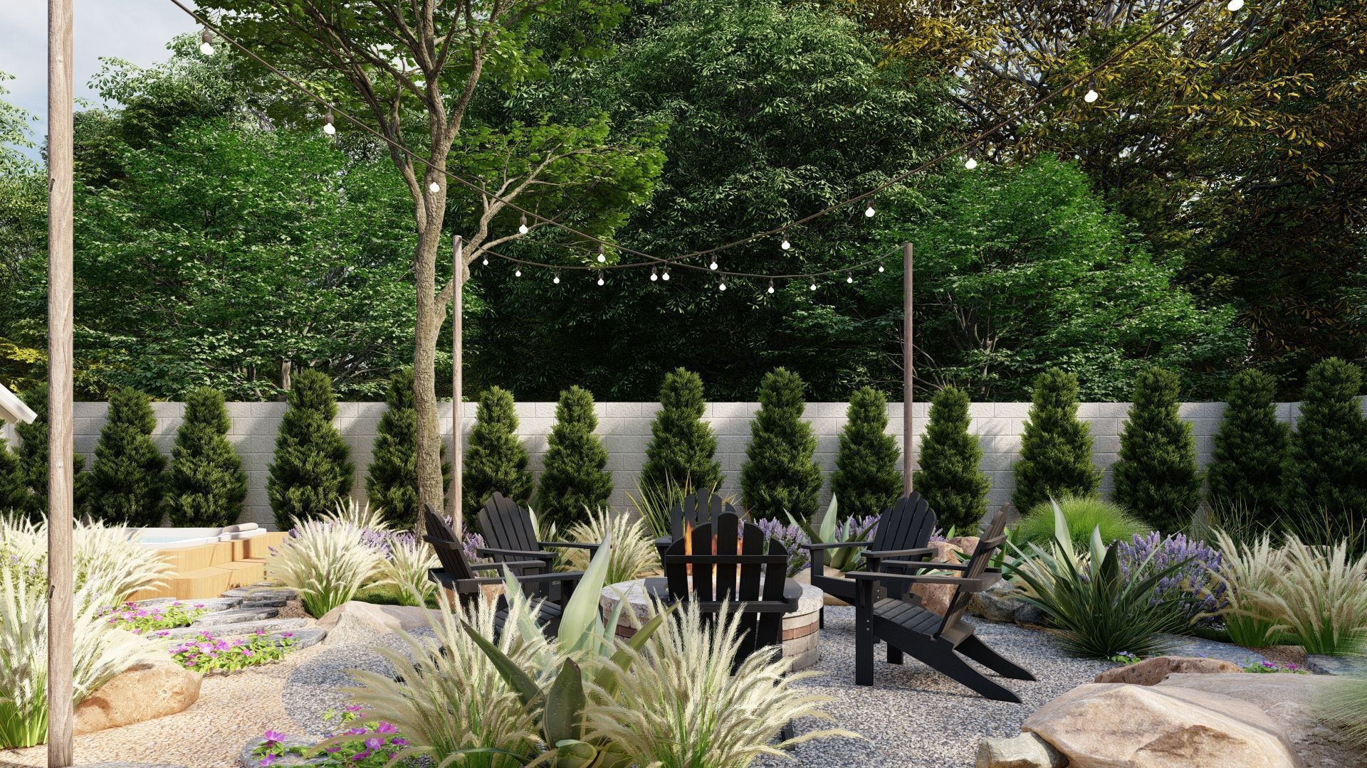 3D Exterior Scene 3D model design garden and landscape 3D model_10