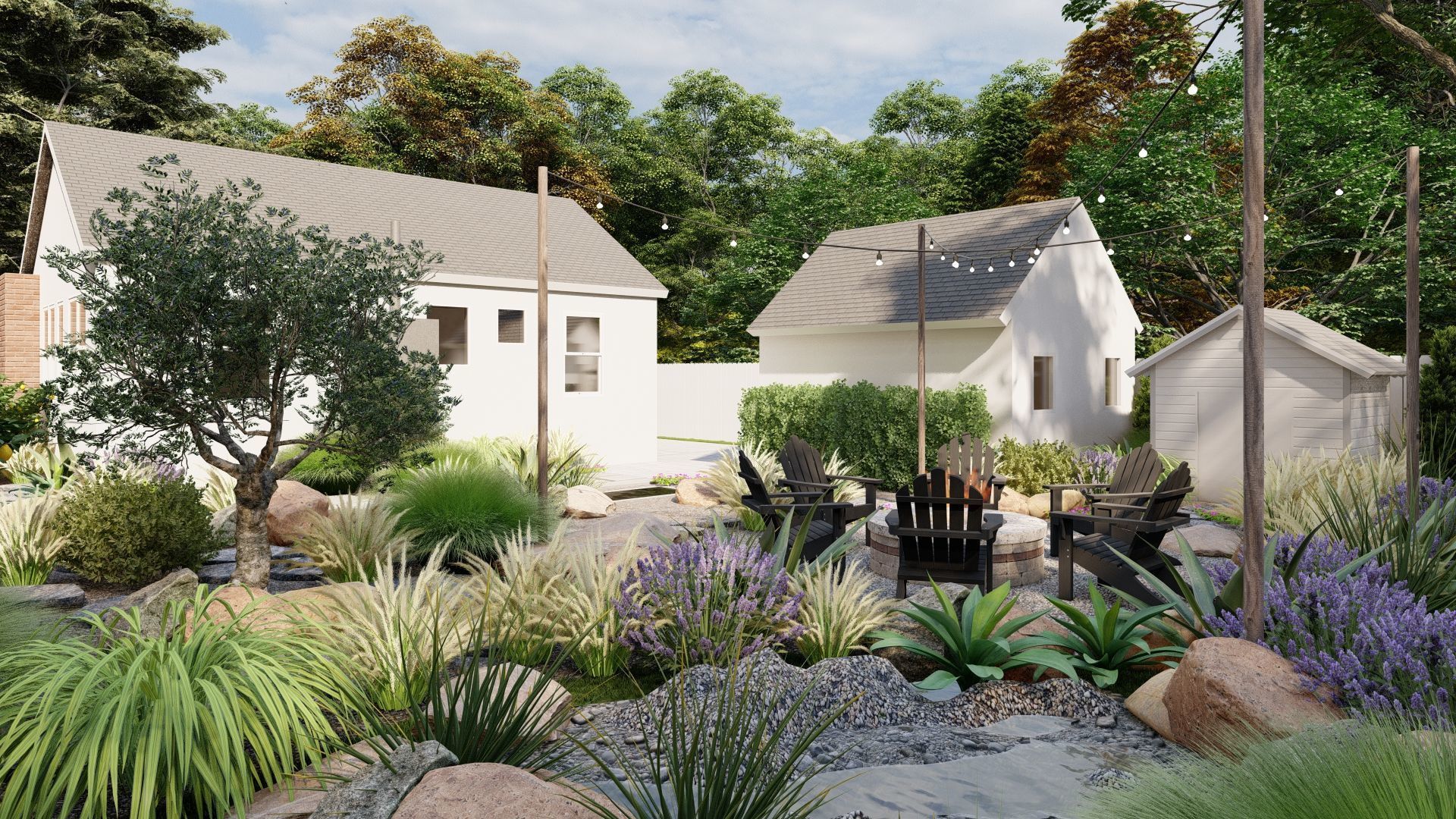 3D Exterior Scene 3D model design garden and landscape 3D model_9
