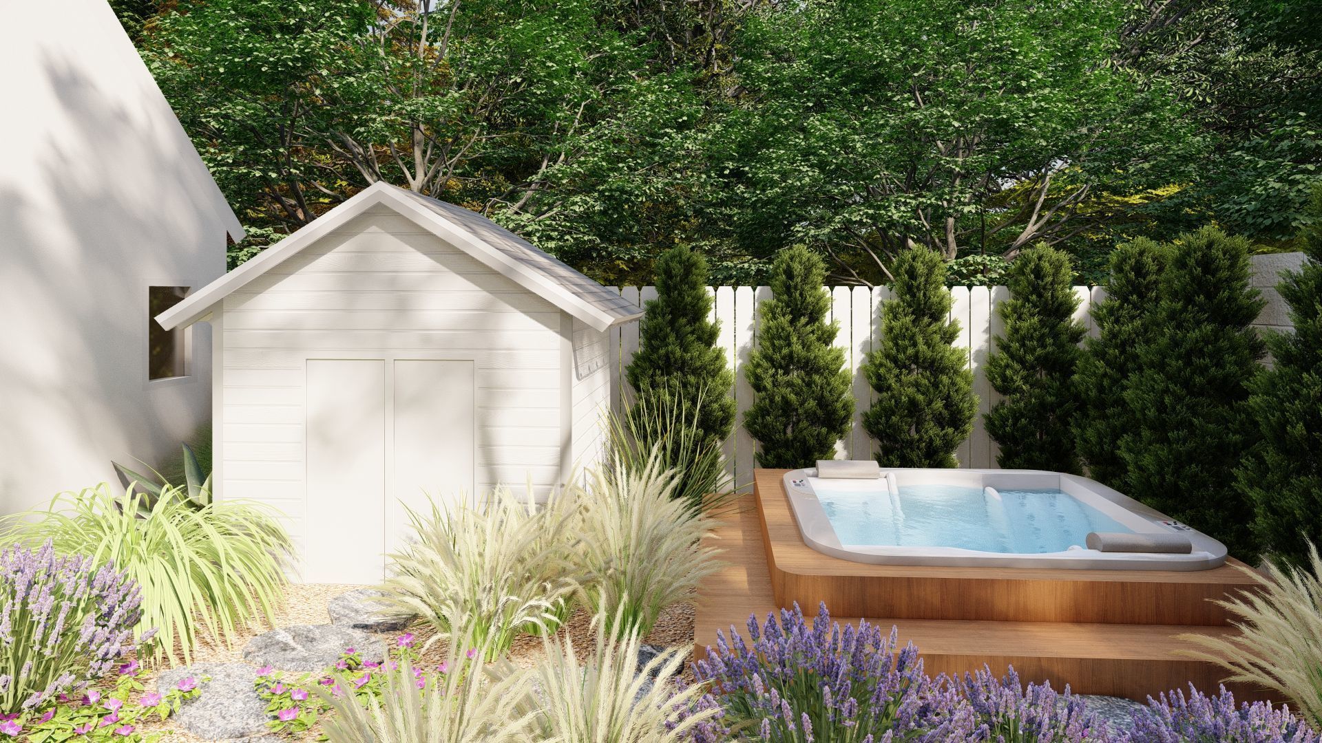 3D Exterior Scene 3D model design garden and landscape 3D model_1