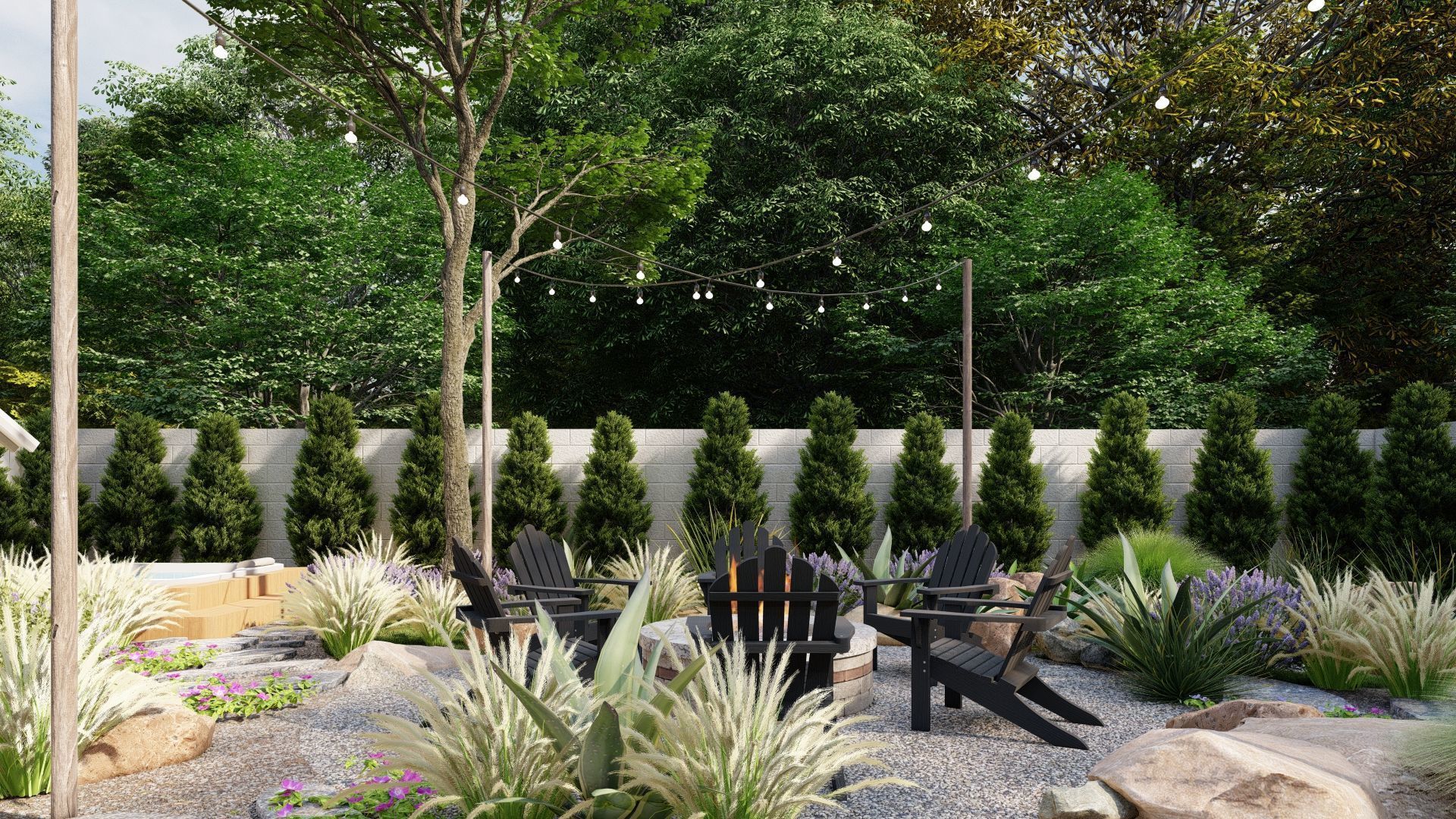 3D Exterior Scene 3D model design garden and landscape 3D model_5