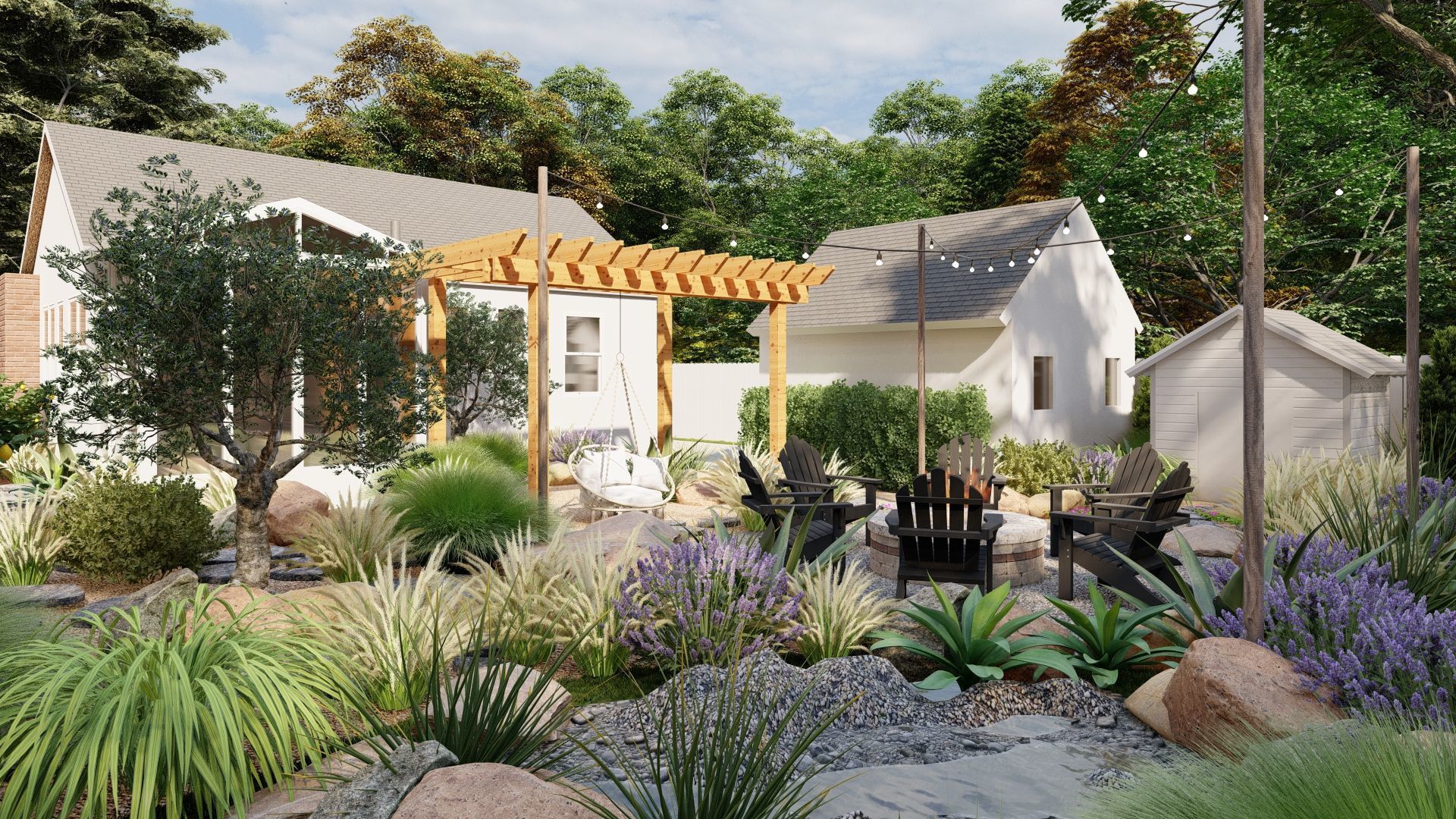 3D Exterior Scene 3D model design garden and landscape 3D model_4