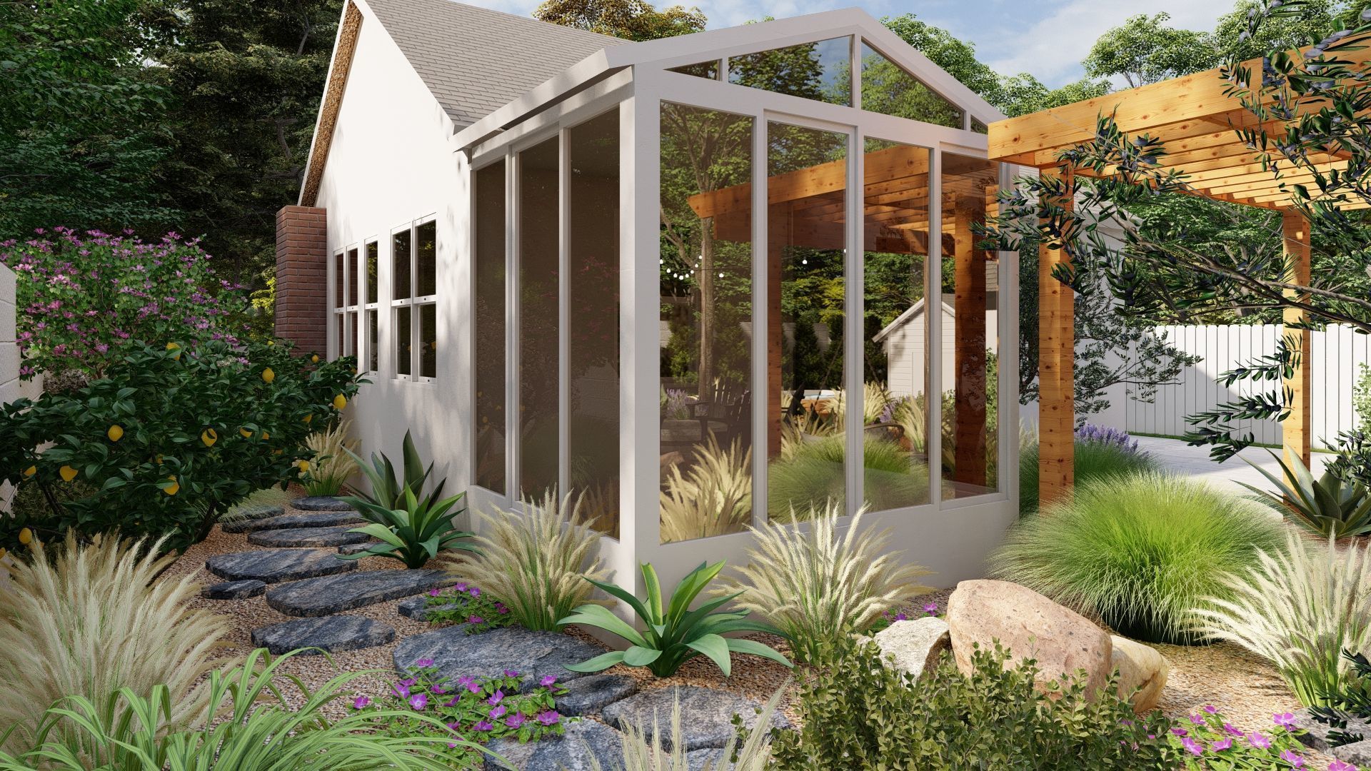 3D Exterior Scene 3D model design garden and landscape 3D model_13