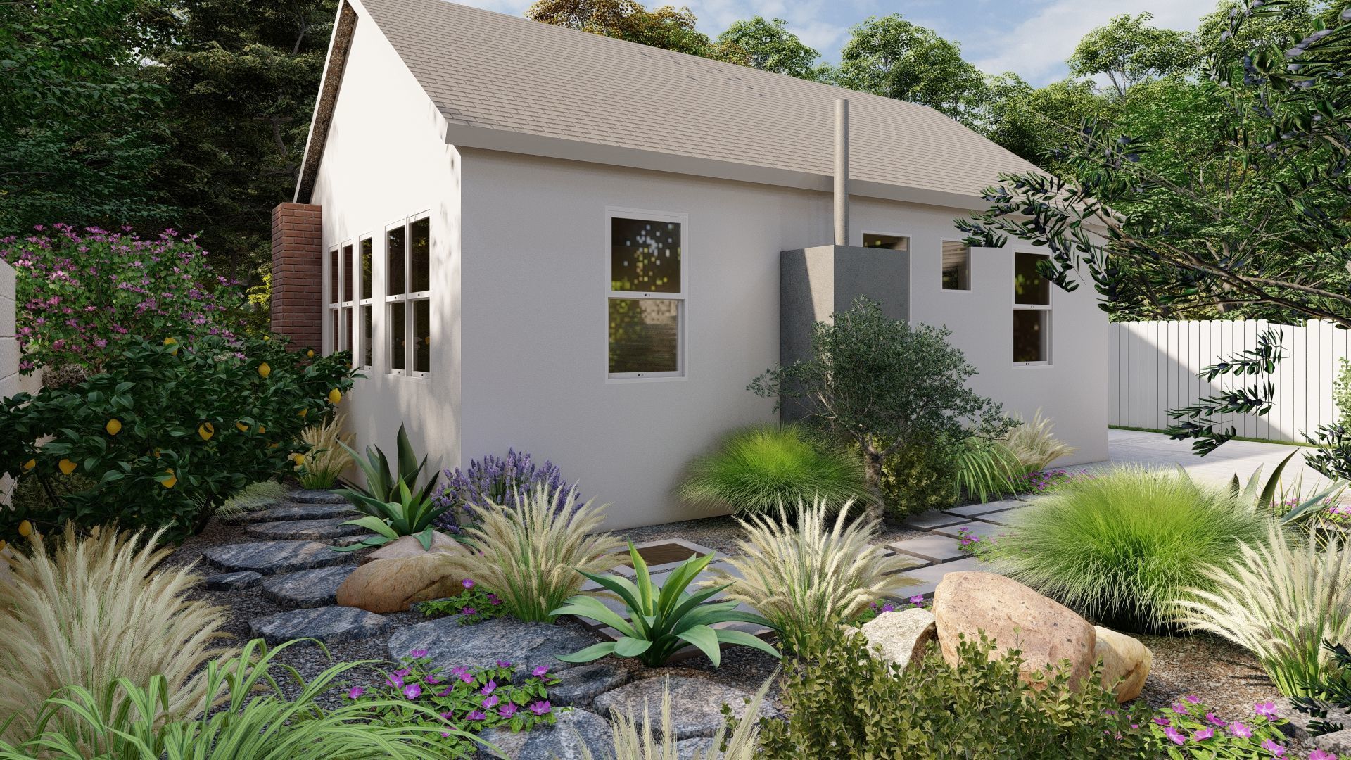 3D Exterior Scene 3D model design garden and landscape 3D model_3