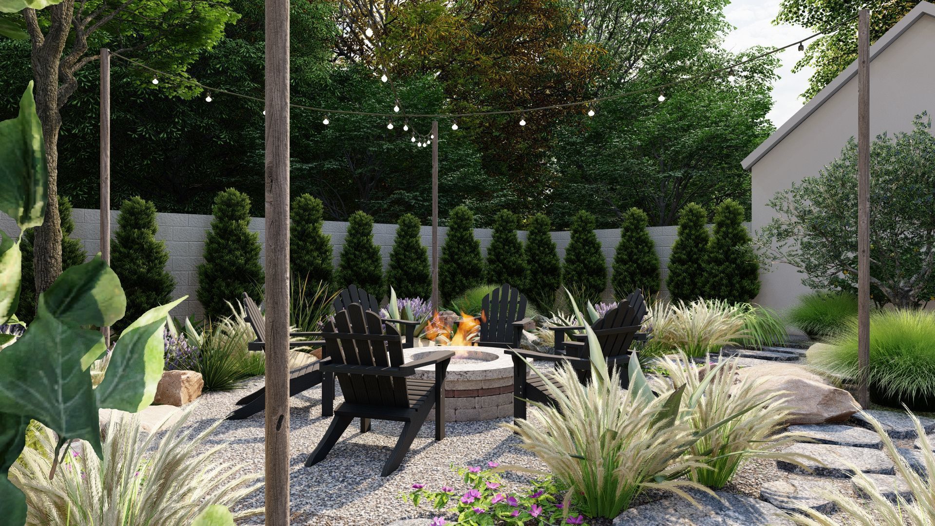 3D Exterior Scene 3D model design garden and landscape 3D model_2
