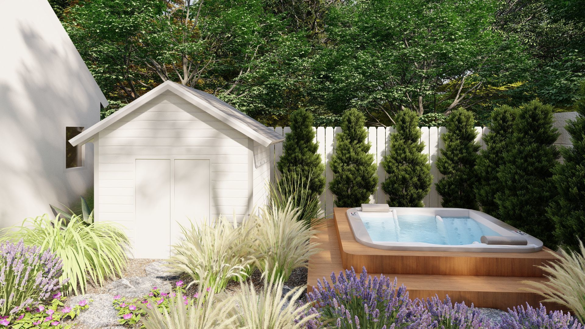 3D Exterior Scene 3D model design garden and landscape 3D model_8