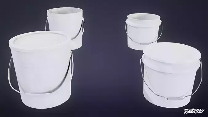 CONSTRUCTION - Paint Buckets 01 - LOW POLY Low-poly 3D model