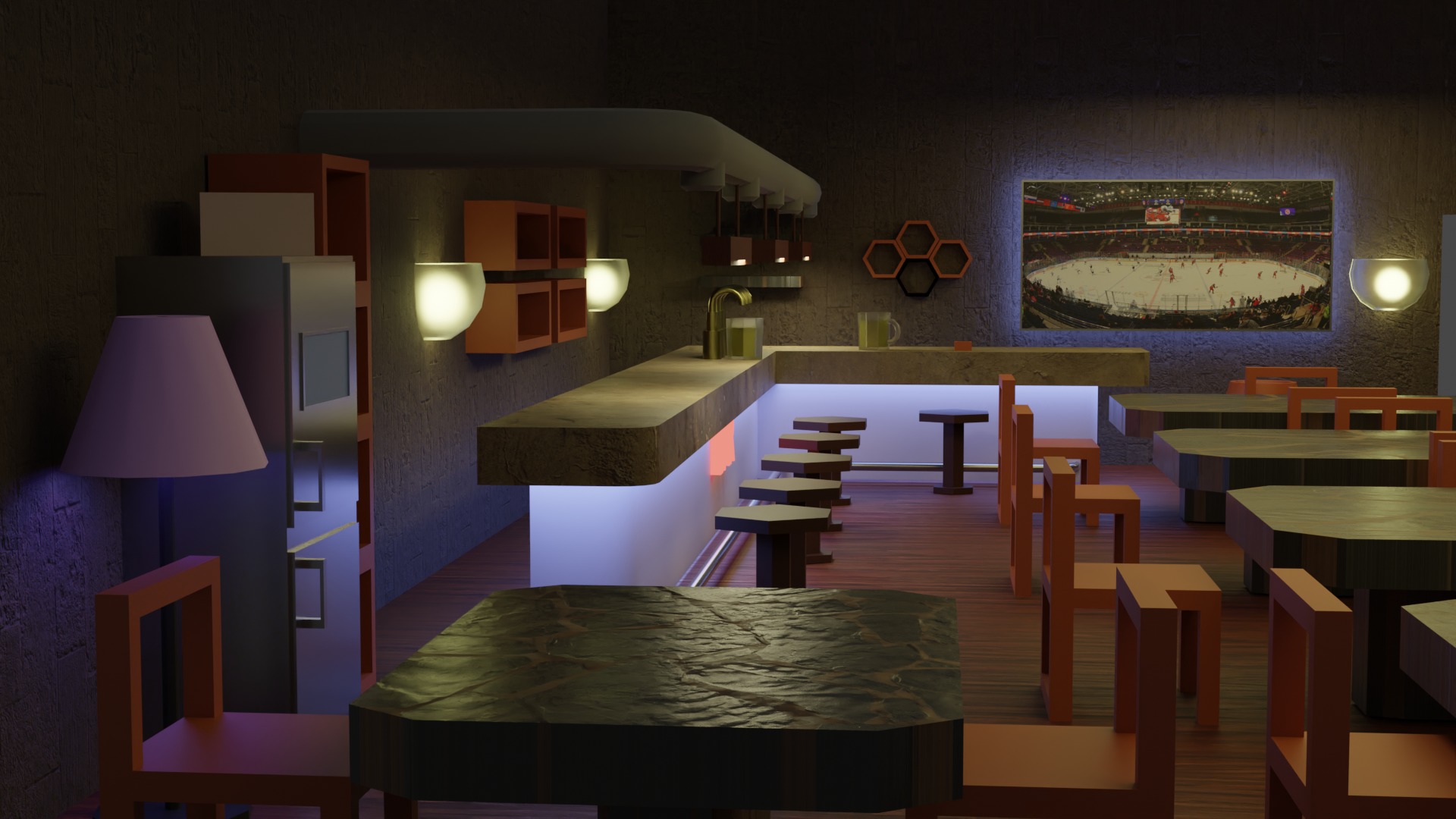 Bar  Pub 2  Low-poly 3D model_4