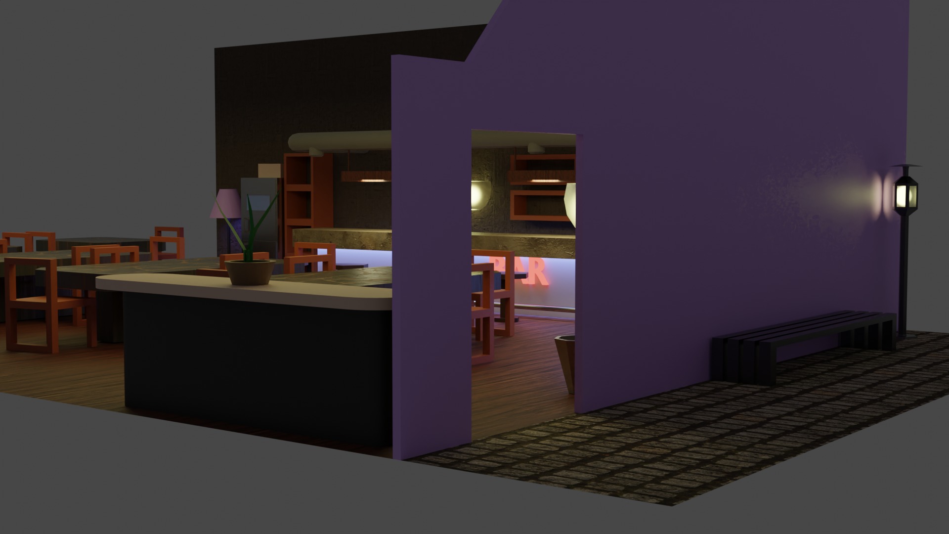 Bar  Pub 2  Low-poly 3D model_6